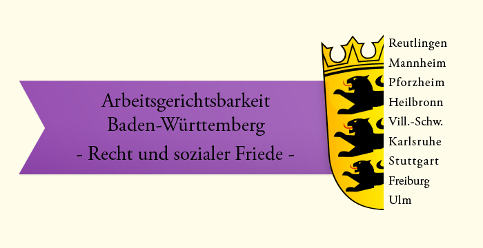 Das Logo der Arbeitsgerichtsbarkeit Baden-Württemberg ist verlinkt und leitet Sie zum Landesarbeitsgericht Baden-Württemberg weiter